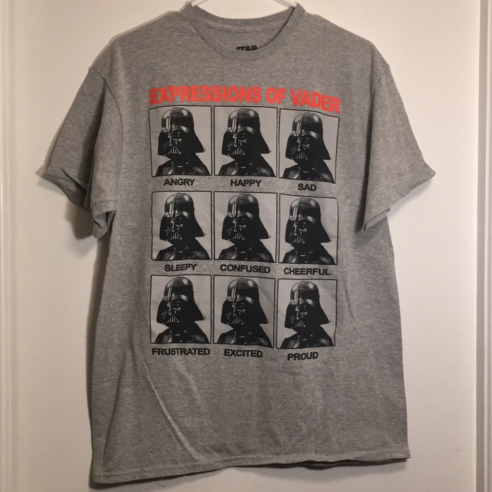 Star Wars Expressions of Vader gray t shirt large